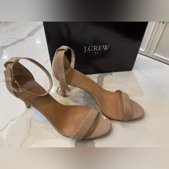 J. Crew patent high heel sandal Nude Khaki C1163 NIB Sz9 - Picture 2 of 10